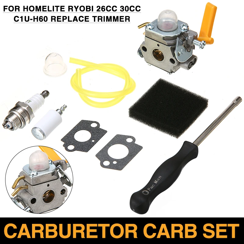 1set Carburetor Carb Kit Replacement For Homelite Ryobi 26cc 30cc C1U-H60 Trimmer and Brushcutter | Carburetors