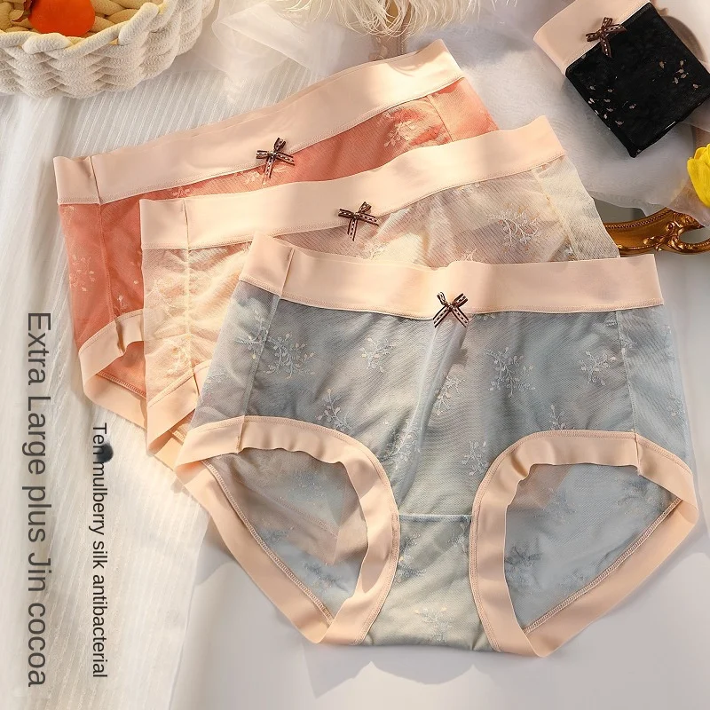 

Женское нижнее белье Xl-3xl, сексуальные кружевные трусики, женское нижнее белье с вышивкой и завышенной талией