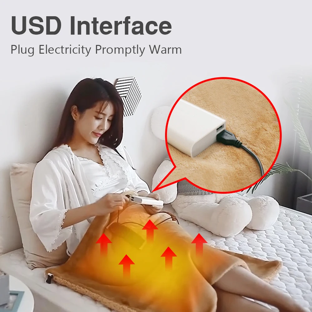 

5V Electric Blankets Multifunctional Portable Winter Warm Heating Blanket USB Charging with Pocket Safe Comfortable for Body