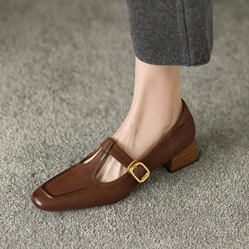 Women's Low-Heeled Fashion Single Shoes Women's Retro Leather Shoes Low-Top Comfortable Single Shoes Retro Hollowed Out Loafers
