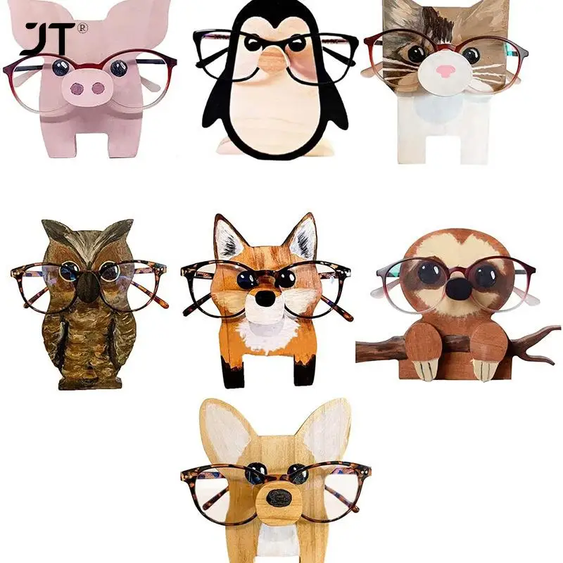 

1 Pc Animal Glasses Rack Cute 3D Animal Wood Carvings Sunglass Display Rack Shelf Eyeglasses Show Stand Jewelry Holder Showcase
