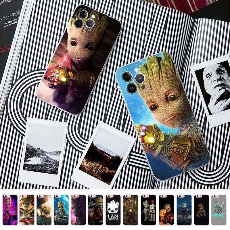 

Disney Guardians Groot Marvel Phone Case For iPhone 14 11 12 13 Mini Pro XS Max Cover 6 7 8 Plus X XR SE 2020 Funda Shell