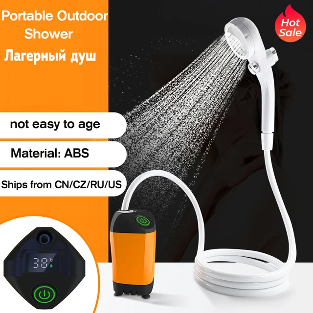 Outdoor Camping Shower Portable Electric Shower Pump IPX7 Waterproof & Digital Display for Camping Equipment Hiking Travel Beach 1