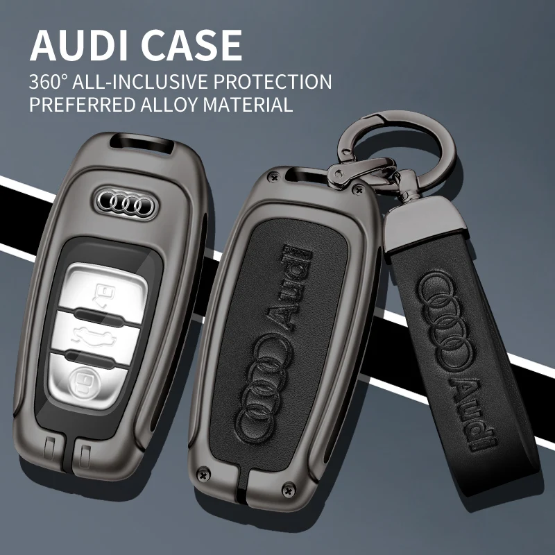 

Metal Car Remote Key Case Cover Shell for Audi A1 A3 A4 A5 A6 A7 A8 Q3 Q5 Q7 S4 S5 S6 S7 S8 R8 TT Protector Holder Fob Keychain