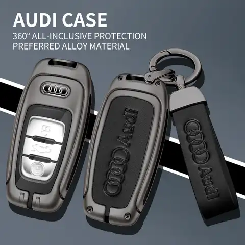 Металлический автомобильный чехол для ключа с дистанционным управлением, чехол для Audi A1 A3 A4 A5 A6 A7 A8 Q3 Q5 Q7 S4 S5 S6 S7 S8 R8 TT, защитный держатель, брел...