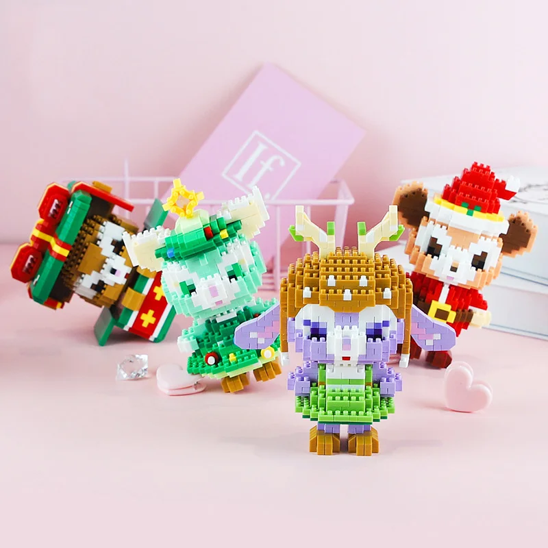 

Disney Christmas ShellieMay Duffy Bear Building Blocks For Cartoon Anime Elk StellaLou Gelatoni Bricks For Kids Xmas Gifts