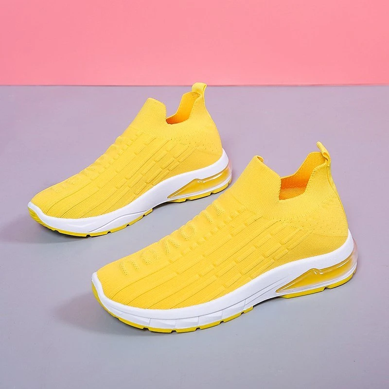 

Sneakers For Women 2022 New Spring Yellow Slip-On Ladies Casual Women's Sneakers Breathable Mesh Lightweight Vulcanized Shoes