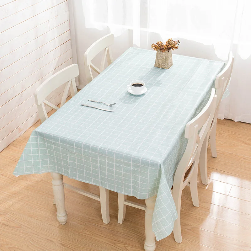 

PVC Waterproof Tablecloth Simple Plaid Pattern Round Table Cloth Oil-proof Table Cloth Home Decor Manteles Table Cover Mat Pad