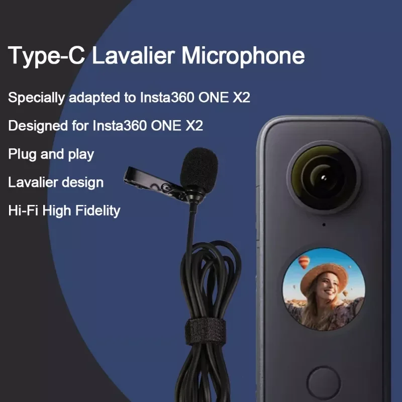 2022 new  Lightweight Mini Microphone Outdoor Video Shooting for INSTA-360 ONE X2 Type C enlarge