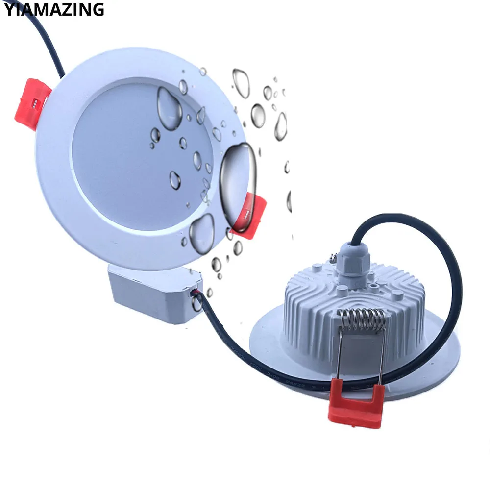 220V 110V White LED Downlight IP65 7W 9W 12W 15W 18W Kitchen Bathroom Toilet Eave Ceiling Lamp IP67 Outdoor Waterproof Light