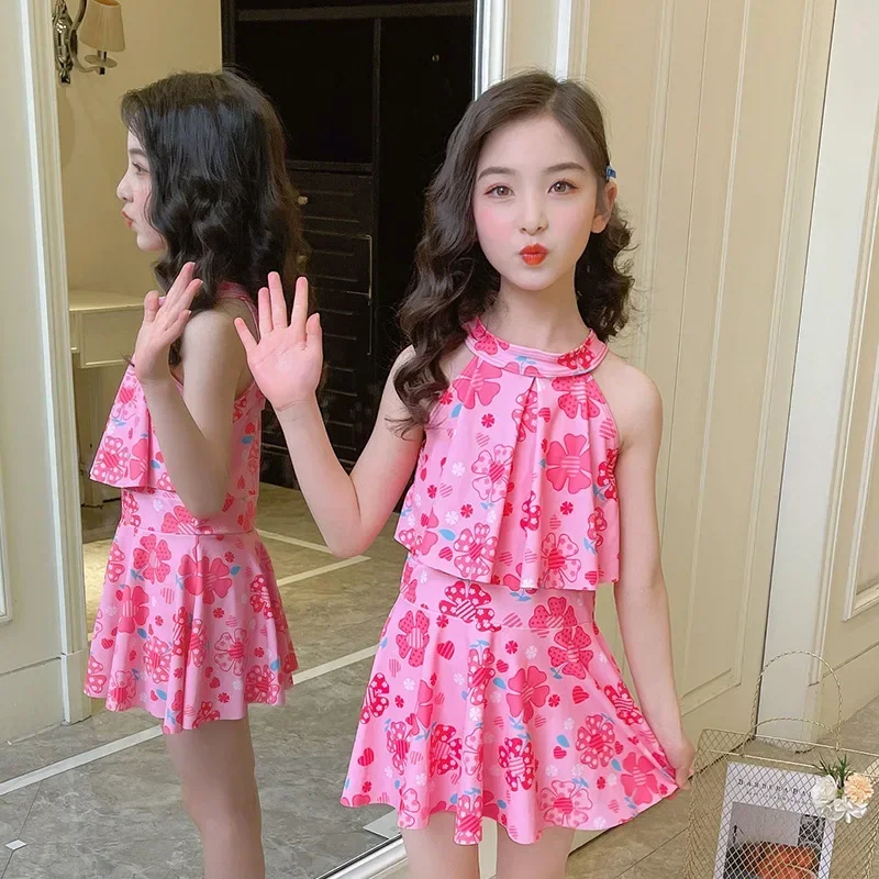 Купальник для девочек 2024 консервативные шорты материал из полиэстера подходит