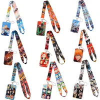 japanese anime characters keychain holder lanyard badge id card holder neck strap cell phone lanyard office school accessories