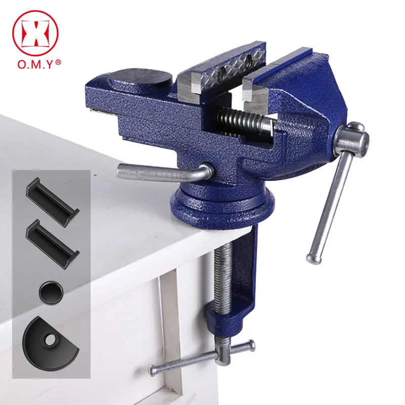 Table Vise Vice Light Duty Mechanic Clamp-on Table Vise 360 Degree Swivel Base Cast Iron Table Top Clamp Press Vice with Anvil