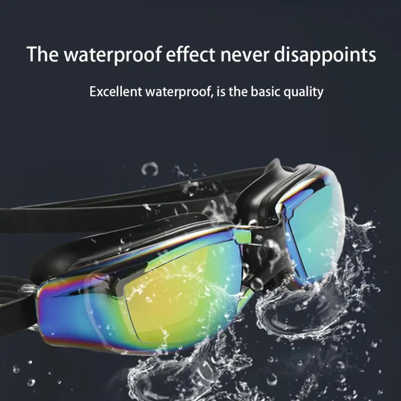 

Professional Waterproof Swimming Goggles with Earplug Plating Clear Double Anti-fog Swim Glasses Anti-UV Men Women Eyewear Case