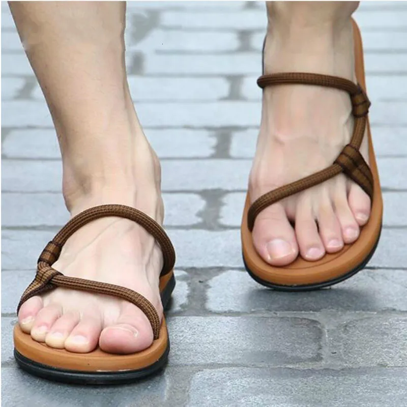 

Dropshiping Men Sandalias Hombre Gladiator Sandals for Male Summer Roman Beach Shoes Flip Flops Slip on Flats Slippers Slides