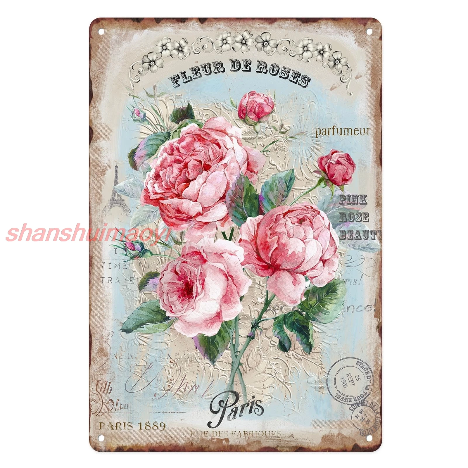 Металлическая вывеска Sanwarm 8X12 дюймов розовая цветочная роза винтажная жестяная