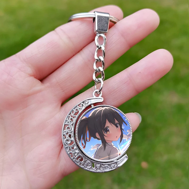 Поворотный Брелок с именем аниме Miyamizu Mitsuha Tachibana стеклянный брелок коллекция