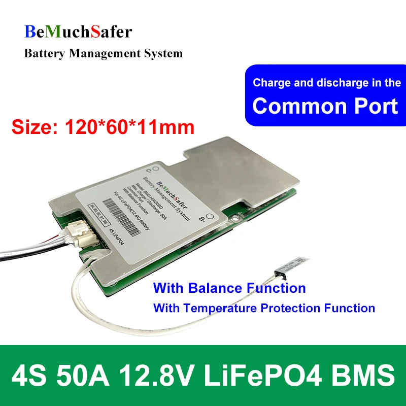 

BeMuchSafer 4S 50A 12.8V LiFePO4 Battery BMS With Balance Function 4S50A 12V PCM for DIY Solar Household Energy Storage System