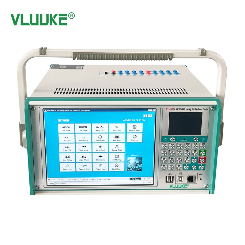 Фото VLUUKE T1200 Шестифазный тестер защиты реле DSP + FFPGA Высокоточный 6-фазный выход 180 А 125 В/30 А на фаза Самокалибрующийся №3