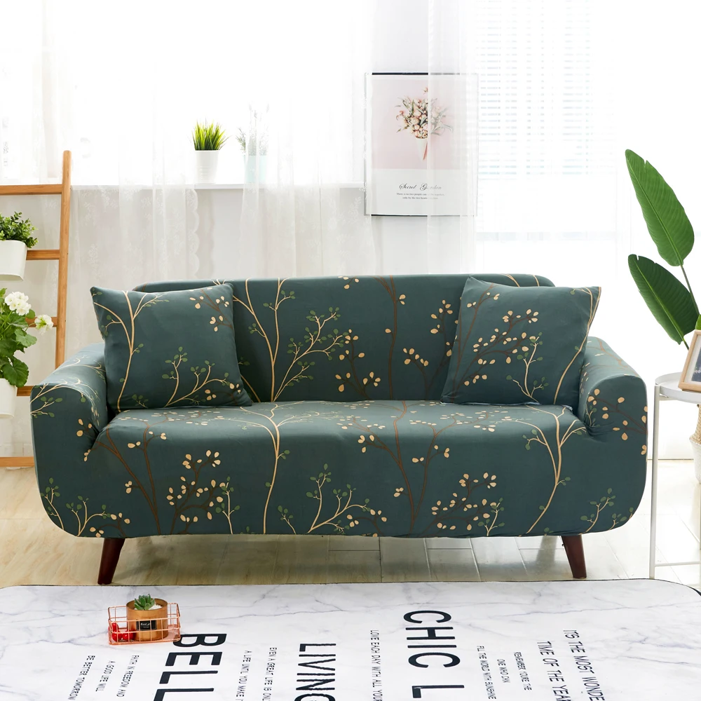 

Svetanya Dark Green Pastoral Leaves Sofa Covers Slipcover Stretch Elastic Spandex Loveseat L Shape Sectional Sofa Chair