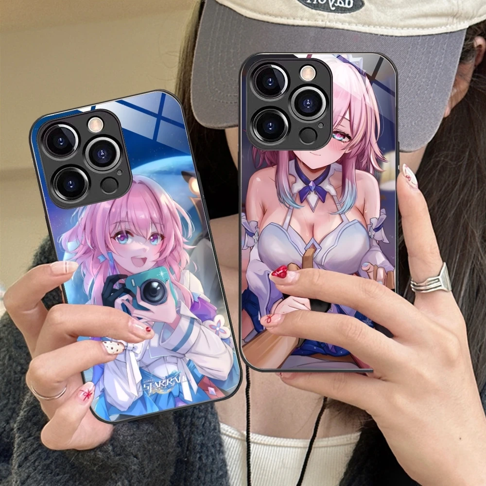 Чехол для мобильного телефона Honkai Star Rail March iPhone 16 15 14 13 12 11 X XR XS 8 Pro Max Plus стеклянный