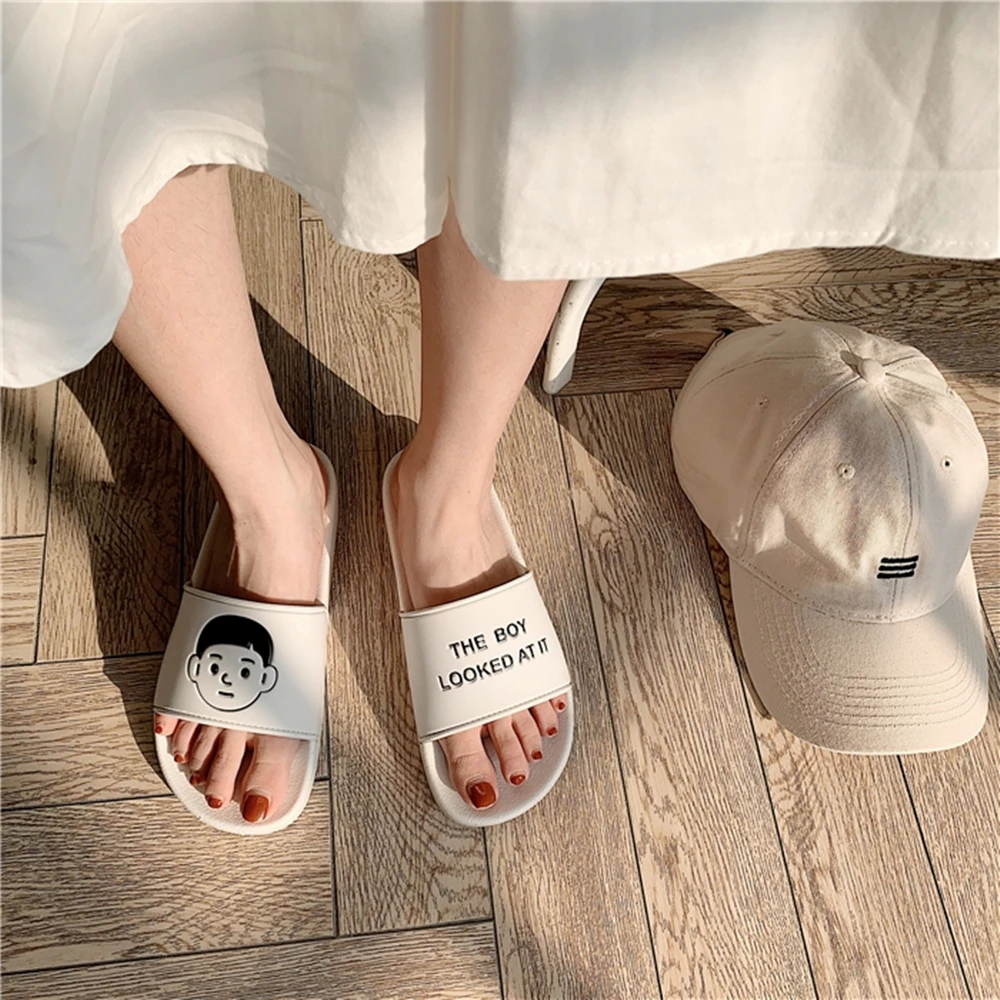2023 Fashion New Style Flat Slippers Women Summer One Word Sandals Slippers Summer Beach Ins Korean Indoor Home Sandals Slippers