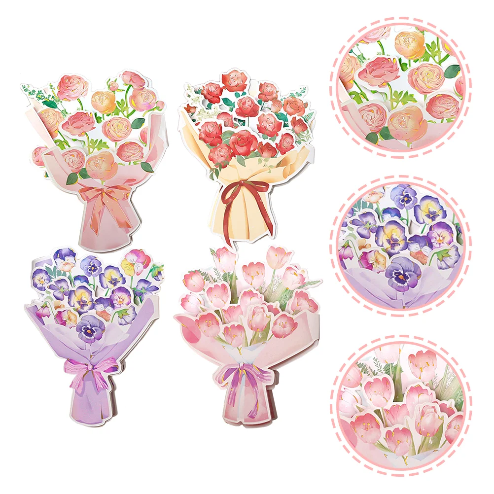 

Mother Greeting Day S Flower Popup 3D Paper Bouquet Blessing Folding Birthday Thank You Anniversary Message Invitation Wedding