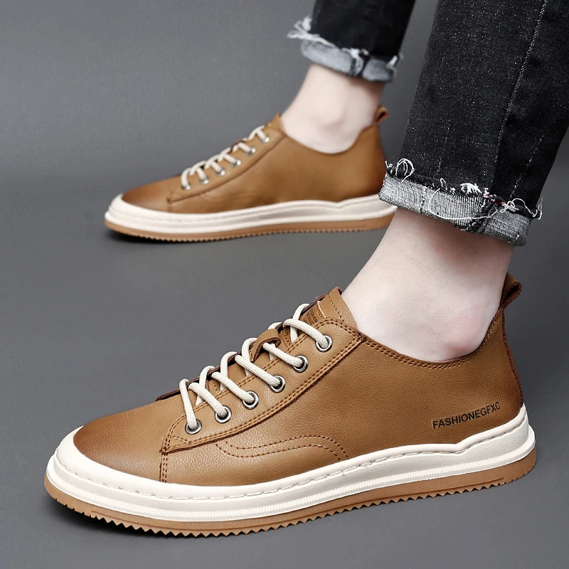 

Кроссовки мужские из натуральной кожи, Повседневная модная Уличная обувь, для прогулок и походов, весна-осень