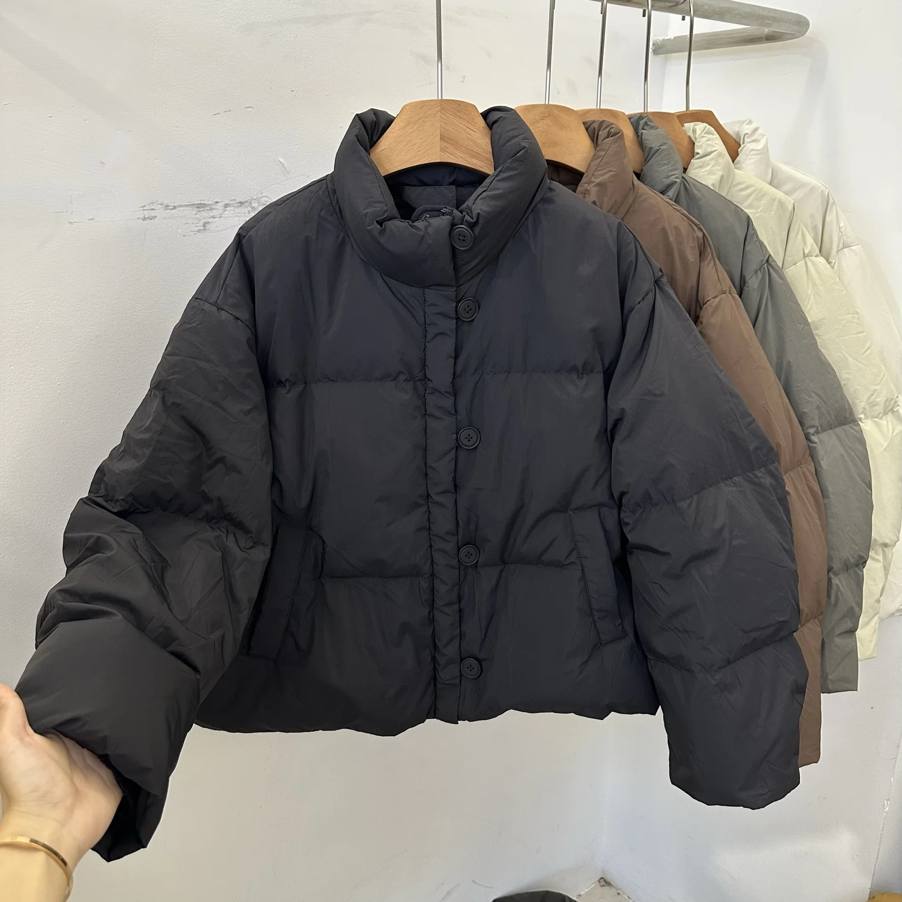 Корейская серия однобортный пуховик с воротником-стойкой верхняя одежда для