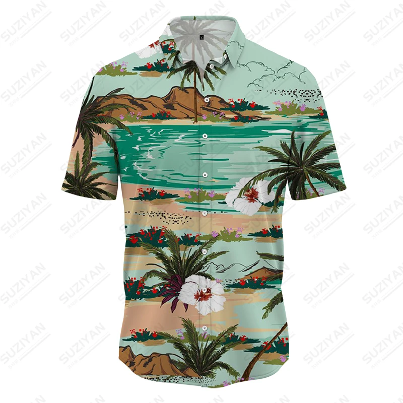 

Summer men's short-sleeved T-shirt refreshing coconut tree 3d printed T-shirt fashion loose casual shirt for vacation men's tops