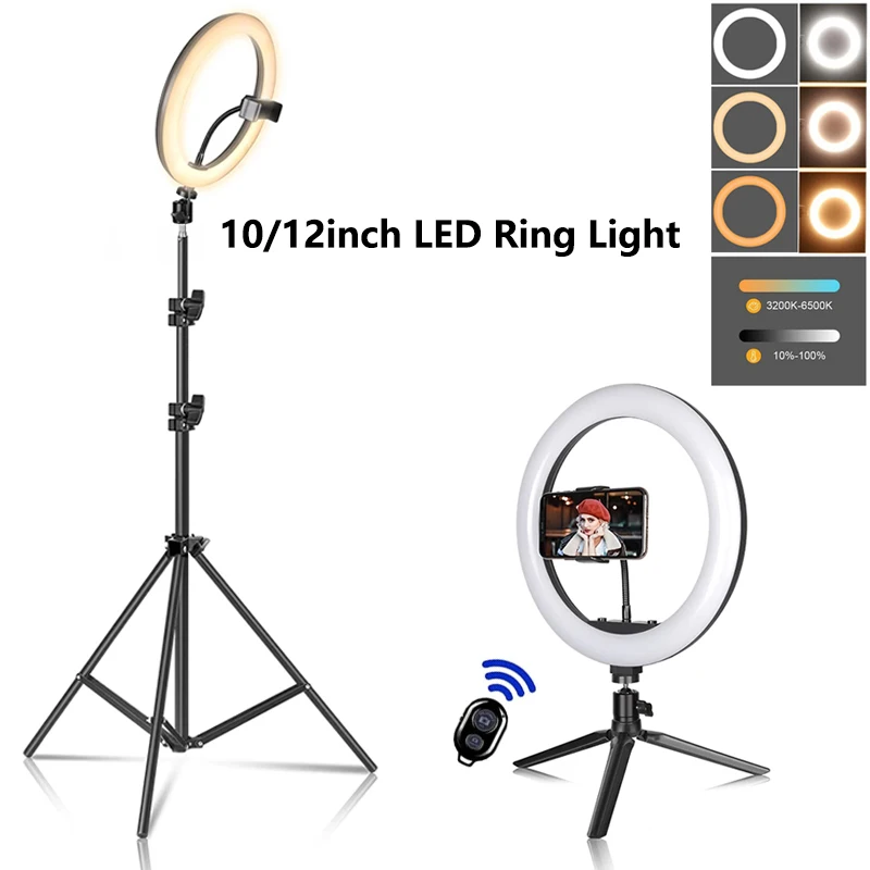 

16/26cm LED Selfie Ring Light Portable Photography Fill Lighting With 50cm Tripod & Remote control For Youtube TikTok Video Live