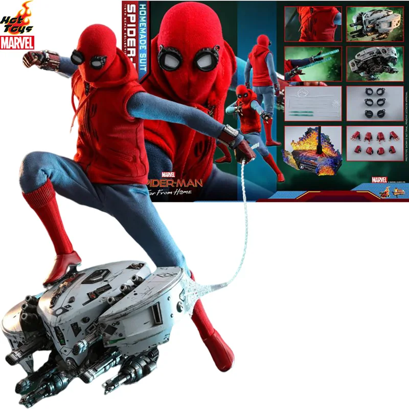 

Original HotToys MMS552 1/6 Spider-Man: Far From Home Spider-Man Homemade Suit Marvel Anime Action Figure Collection Model Toys