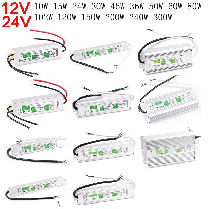 

Waterproof IP67 LED Driver Ac dc 12V/24V 10W 15W 20W 25W 30W 36W 50W 60W 80W 150W LED Switching Power Supply for LED strip Light