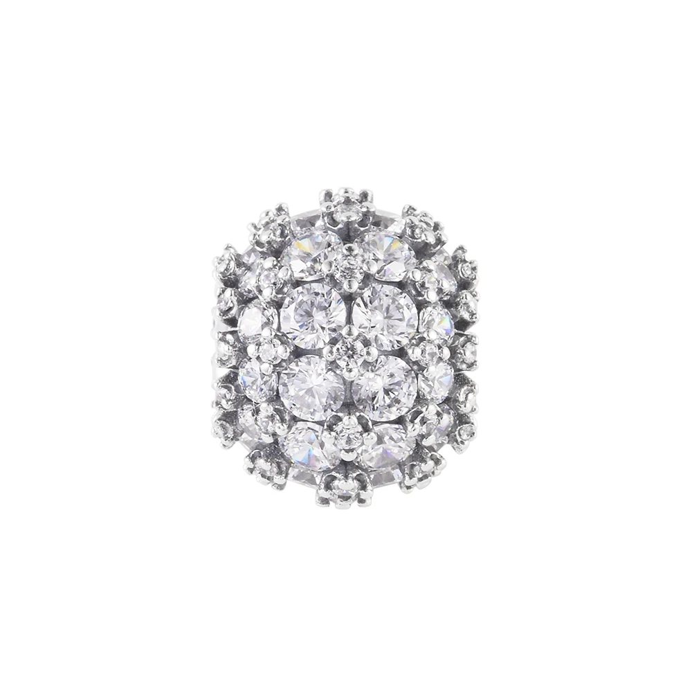 

Fits Brand Bracelets Sparkling Pave Round Charms 925 Sterling Silver Beads for Jewelry Making Women Charms Bead Kralen