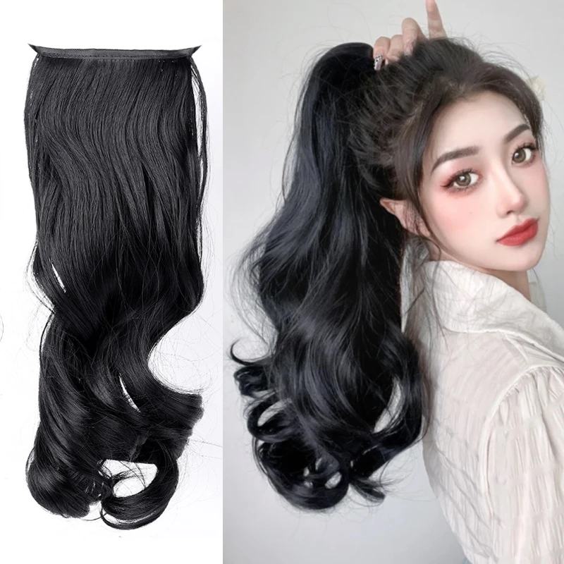 

25/35/50cm Curling Synthetic Long Ponytail Hair Accessories for Women Black Brown Hair Drawstring Ponytail Extension Hairpieces