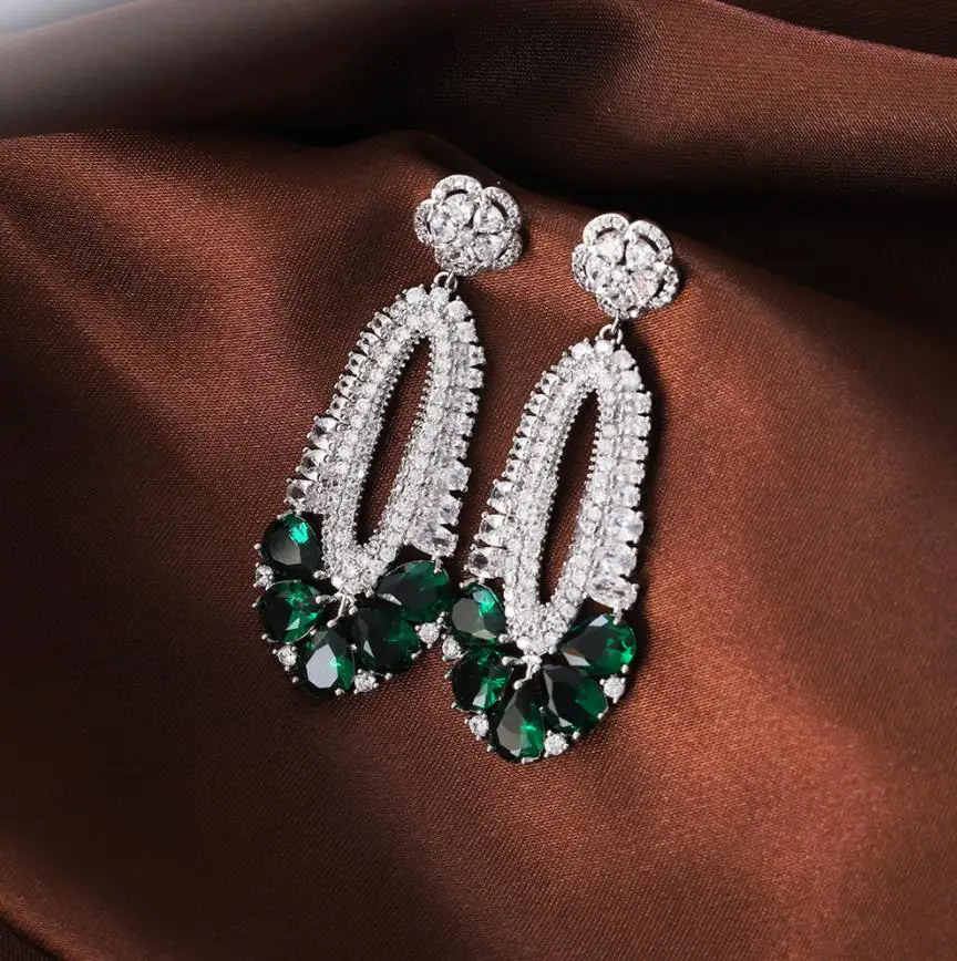 

European flower classic geometric earrings vintage design pin drop elegant women court luxurious fine jewelry