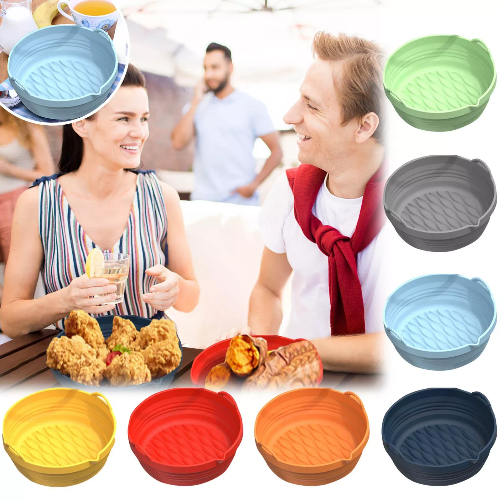 

Air Fryers Oven Baking Tray Basket Mat AirFryer Silicone Pot Replacemen Grill Pan Accessories utensilios Kitchen tools