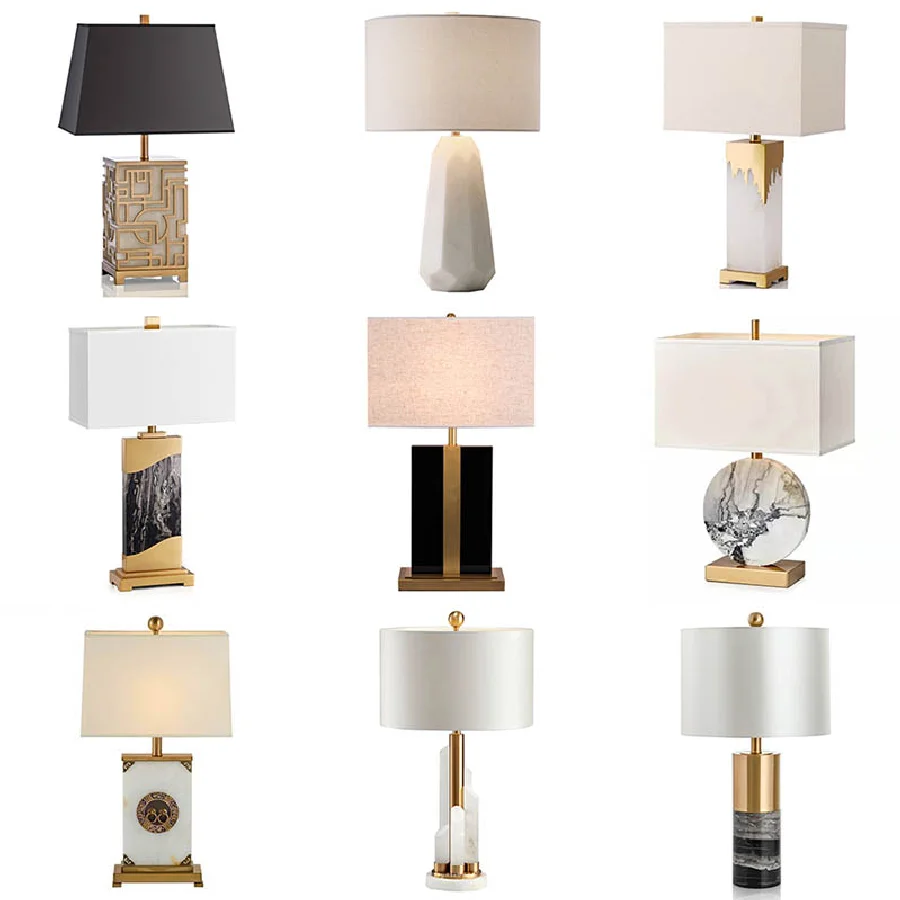 

Marble Fabric Table Lamp Oriental Design Dimmable LED Desk Lamp Light Luxury Home Decor Appliance Indoor Bedroom Living Room