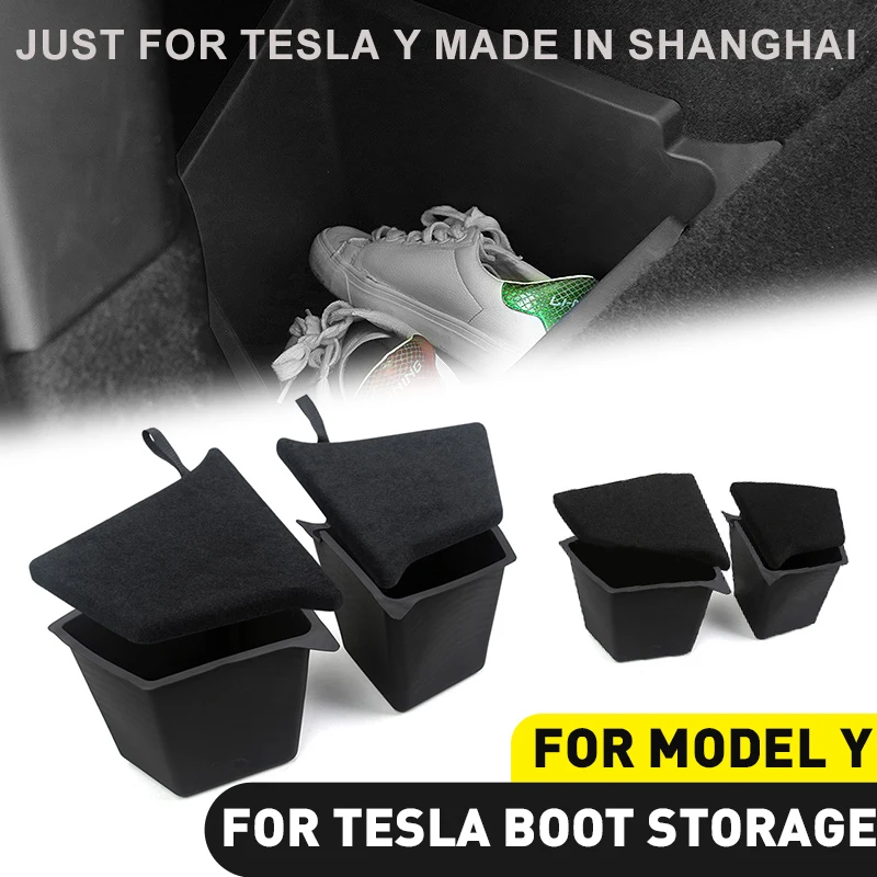 

Car Trunk Side Storage Box Flocking Pad For Tesla Model Y Made in ShangHai Partition Storage and Sorting Storage Box Car Storage