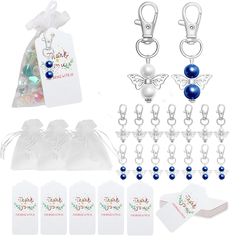 

20 Set Guardian Angel Keychain Colorful Baby Baptism Souvenir Wedding Birthdays Full Moons Parties Decorations Giveaway With Tag