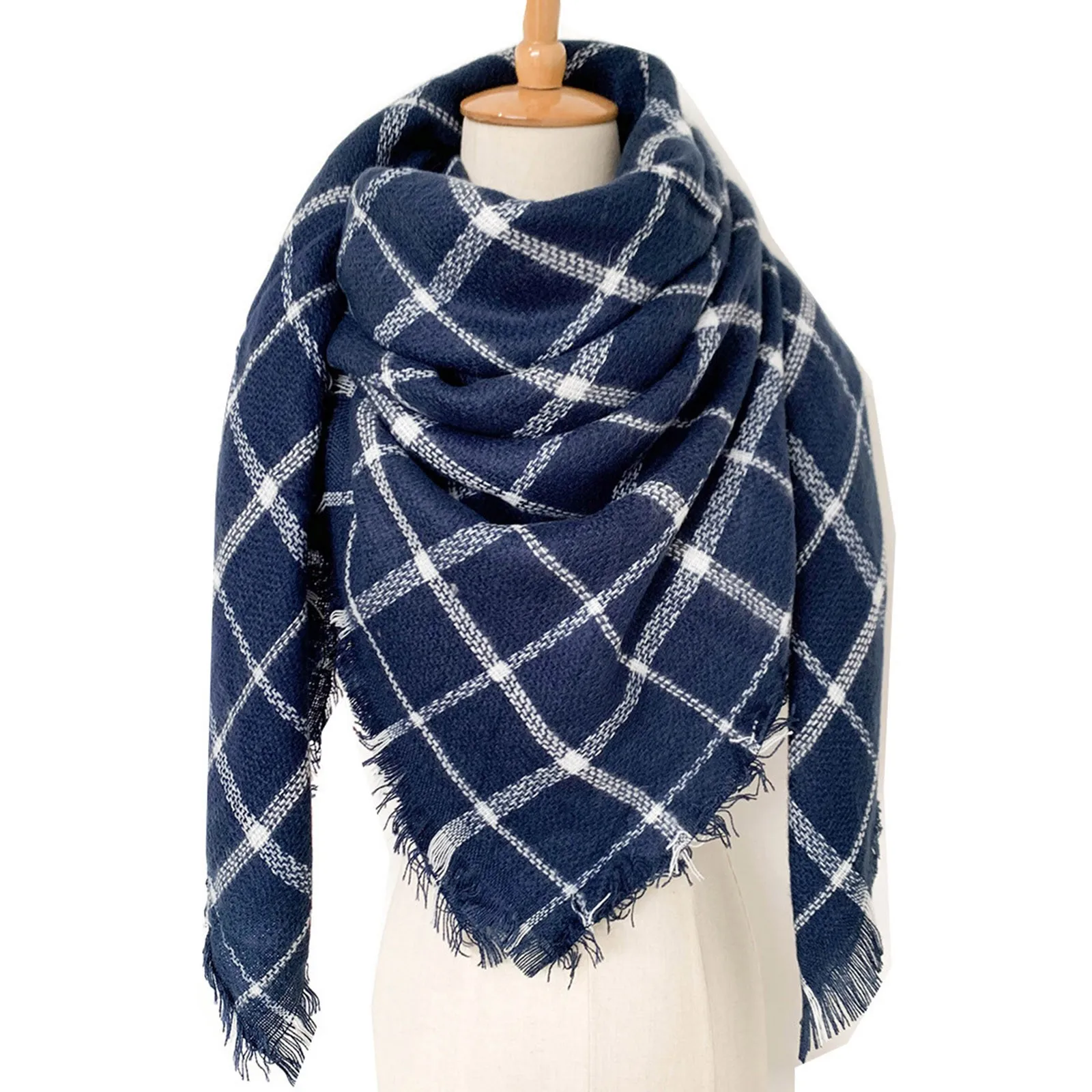 

Women's Winter Warm Increase Double-Sided Colorful Scarf Hat Scarf And Glove Set for Women Brown And Gold Scarf Lambswool Plaid