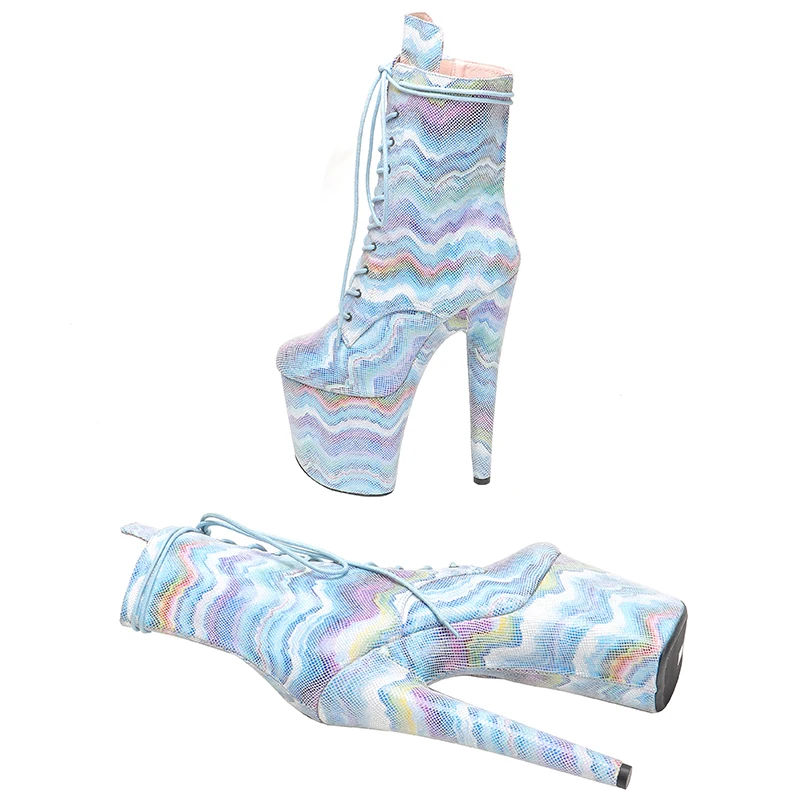 Leecabe 20CM/8Inch Genuine Leather  Women's Platform disco party High Heels Pole Dance boot