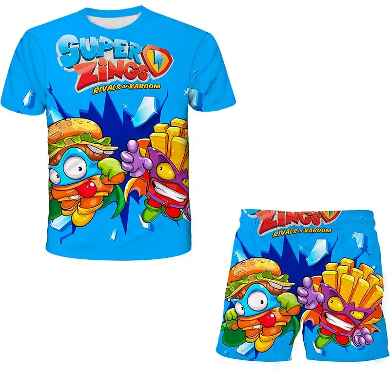 

2022New Boys Girls T Shirt Summer Kids Baby Superzings T Shirt Super Zings Boy Outfit Sport Suit Children Clothing Set4-14 Years