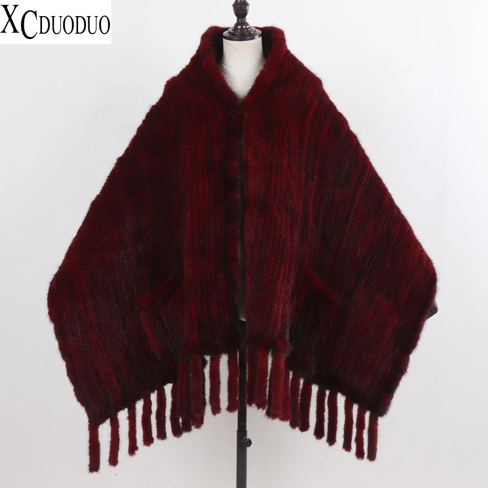 

Long Style Women Knitted Real Mink Fur Pashmina Scarves Winter Real Natural Mink Fur Scarf Lady 100% Natural Real Mink Fur Shawl