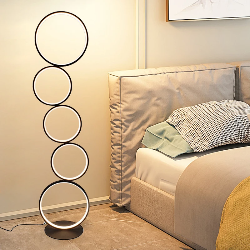 

Современные светильники, кольцевые напольные светильники с сенсорным выключателем, скандинавский минималистический дизайн, для гостиной, спальни, домашний стоячий светильник, освещение для внутреннего декора
