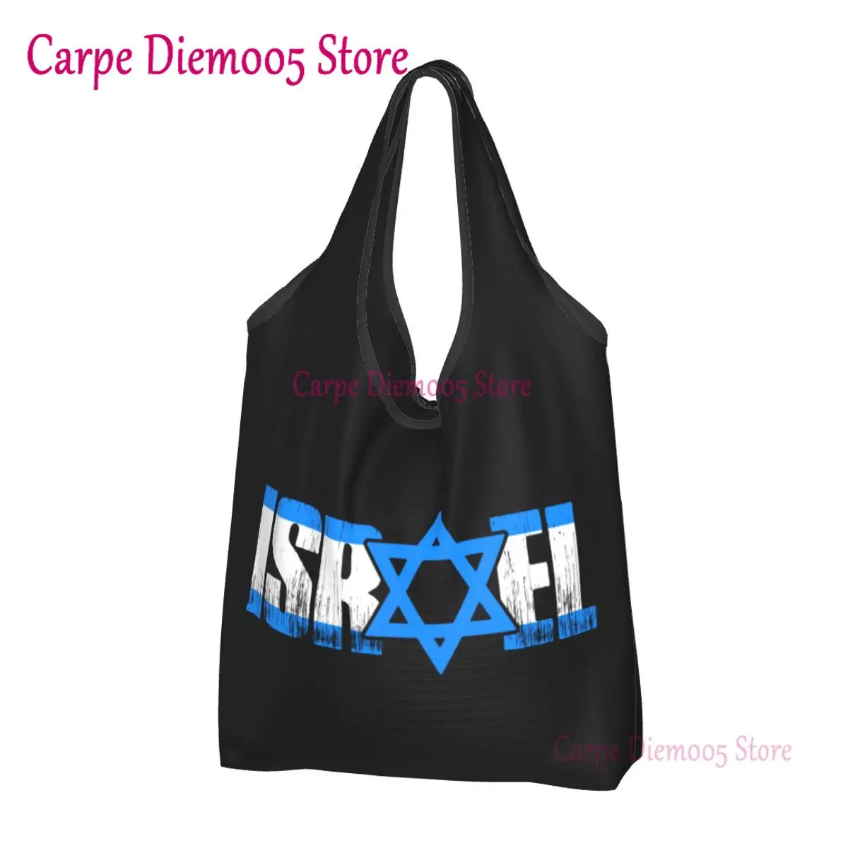 

Israeli Pride Star Of David Grocery Shopping Tote Bag Women Kawaii Israel Shopper Shoulder Bags Large Capacity Handbags