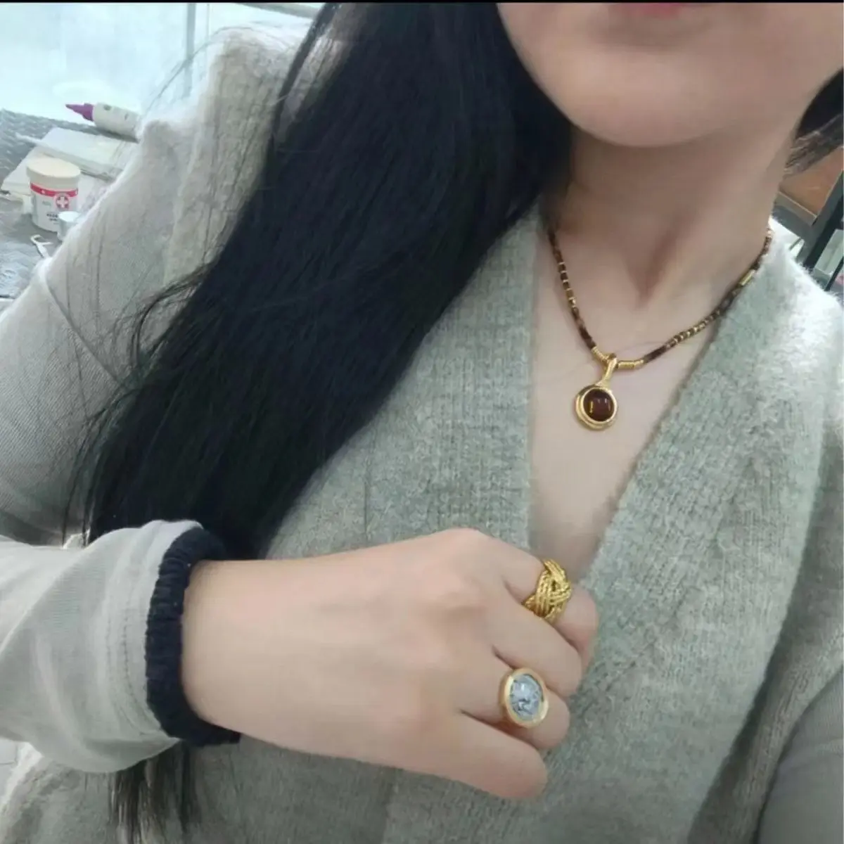 Легкие роскошные модели ручной работы из натурального камня ожерелье бисера