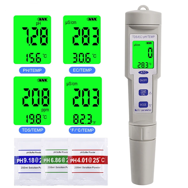 Тестер PH TDS/EC/PH/солености/температуры цифровой измеритель качества воды для