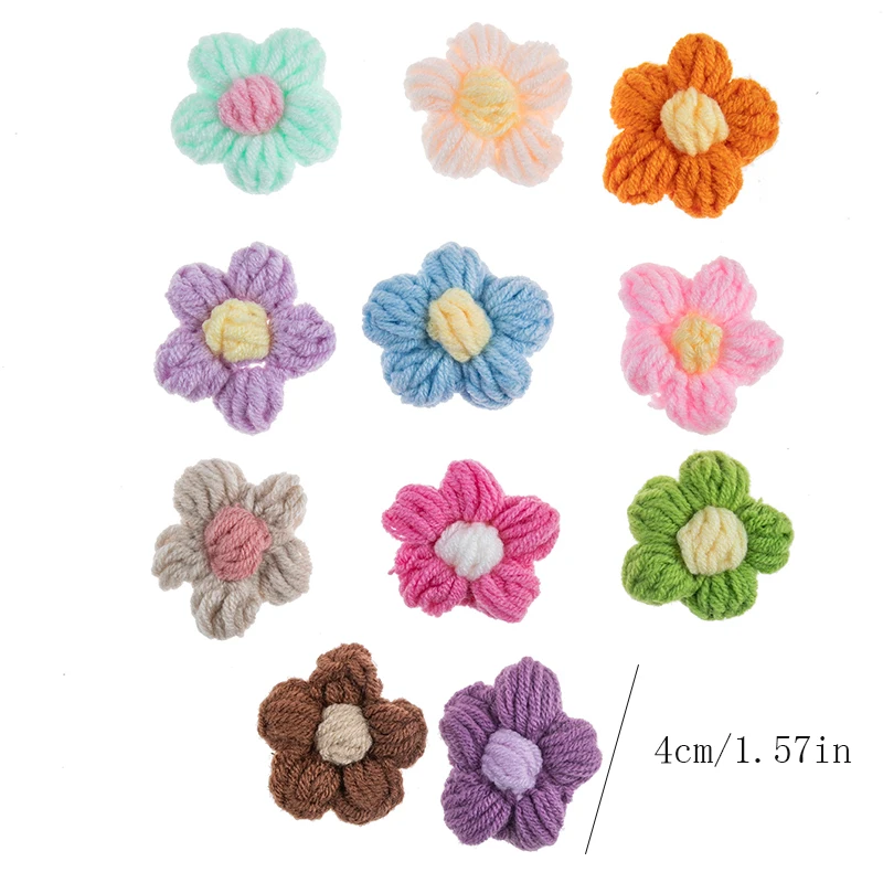Милые 10 шт красочные ручной работы пышные цветы шерсть вязание крючком Пряжа