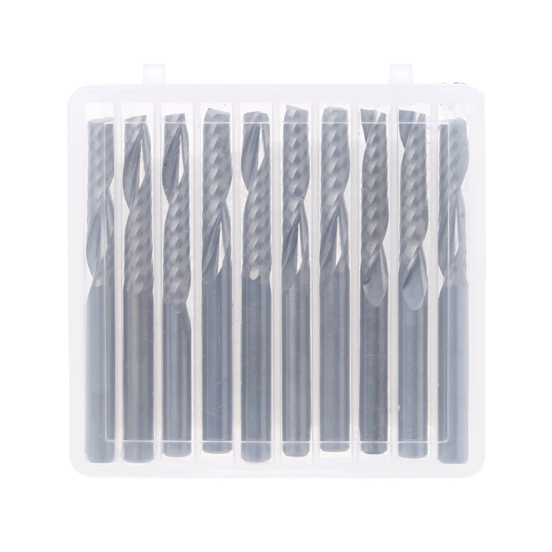 

A2UD 10 Pcs 4mm Shank Single Flute Spiral End Mill Cutter Router Bits 22m